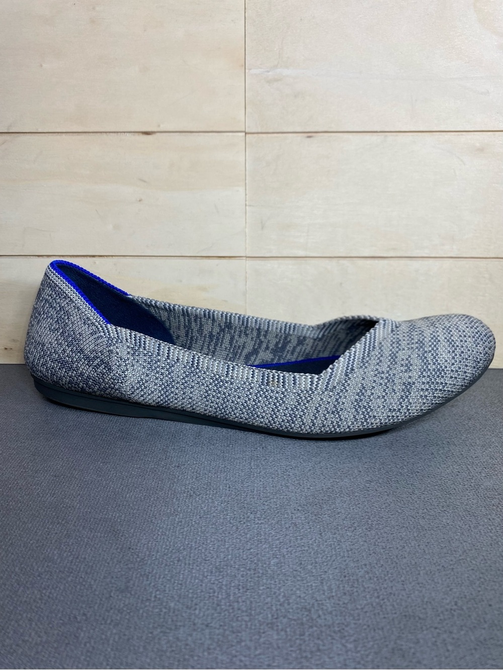 Rothy's The Flat Grey Blue Knit Fabric Women's Size 8 Shoes Slip-Ons